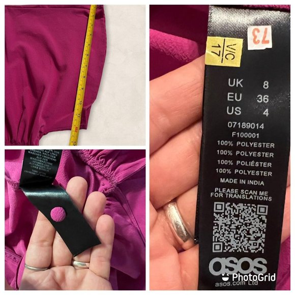 NWT ASOS Design Magenta Tea Jumpsuit With Kimono Sleeve And Button Detail Size 4 - Picture 12 of 12